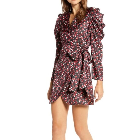 New Something Navy Wrap Ditsy Floral Minidress XXS NWT - Picture 1 of 12